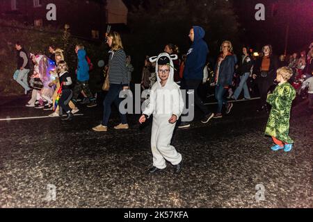 Nächtlicher Karneval in Budleigh Salterton. Stockfoto