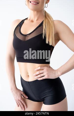 Fitness Tuch schöne Frau Modell Werbung Stockfoto