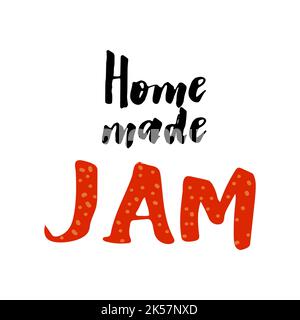 Beschriftung Illustration Text Home Made Jam isoliert auf weißem Hintergrund Stock Vektor