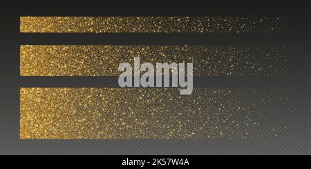 Goldene Glitzer-Pinselstriche, glänzende Sternstaub-Linien, luxuriöse schimmernde Partikel i Stock Vektor