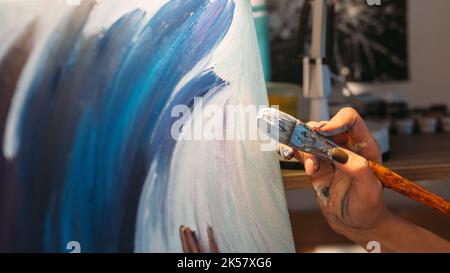 Kunst Malerei Hobby Hand abstraktes Bild Stockfoto