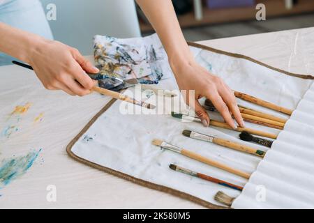Künstler Werkzeuge Malerei liefert Hand Pinsel Set Stockfoto
