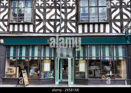 Shrewsbury, Großbritannien - die Vorderseite des italienischen Restaurants Ask in der Stadt Shrewsbury, England Stockfoto