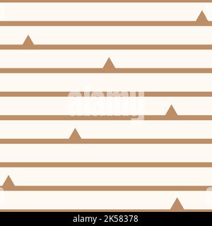 Nahtlos gestreifte geometrisch-minimalistische Muster. Mit beigefarbenen Linien und Dornendekor. Stock Vektor