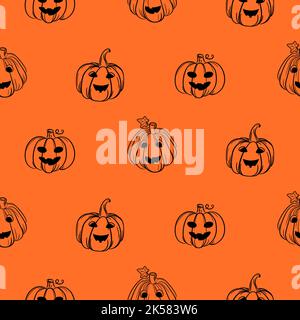 Orange Kürbisse fallen Halloween nahtlose Muster einfachen Hintergrund. Stock Vektor