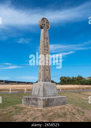 Augustinerkreuz, ein Kreuz aus dem 19.. Jahrhundert zum Gedenken an das Treffen von König Æthelberht und dem Mönch Augustine INAD 597 in Thanet, Kent, Großbritannien. Stockfoto