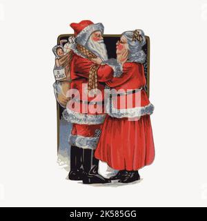 Mrs Claus, Santa, Weihnachten vintage Illustration Vektor. Stock Vektor