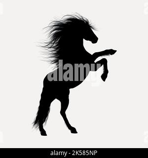 Aufzucht Pferd Silhouette Cliparts, Tier Illustration in schwarz Vektor. Stock Vektor