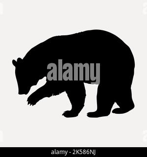 Grizzly Bär Silhouette Cliparts, Tierdarstellung in schwarzem Vektor. Stock Vektor