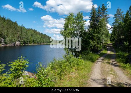 Blick auf den Mjøsa Fjord in Norwegen Stockfoto