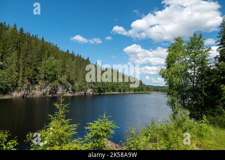 Blick auf den Mjøsa Fjord in Norwegen Stockfoto