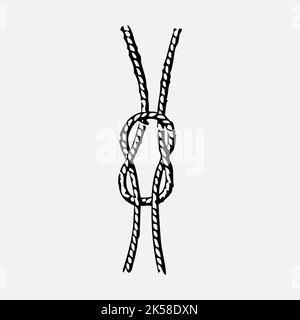 Quadratischer Knoten, handgezeichneter Clipart, Vektor für Seilillustrationen. Stock Vektor