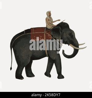 Indianer Mahout Clipart, Elefantenreiter Illustration Vektor. Stock Vektor