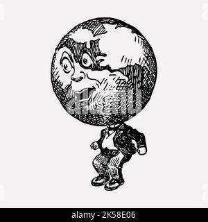 Globe Mann handgezeichnete Cliparts, Cartoon Illustration Vektor. Stock Vektor