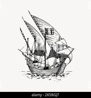 Segelschiff Clipart, vintage Transport Illustration Vektor. Stock Vektor
