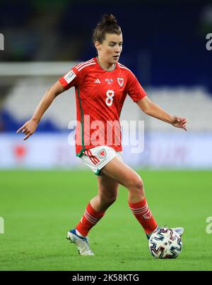 Angharad James aus Wales während des FIFA-WM-Play-off-Spiels der Frauen im Cardiff City Stadium, Wales. Bilddatum: Donnerstag, 6. Oktober 2022. Stockfoto