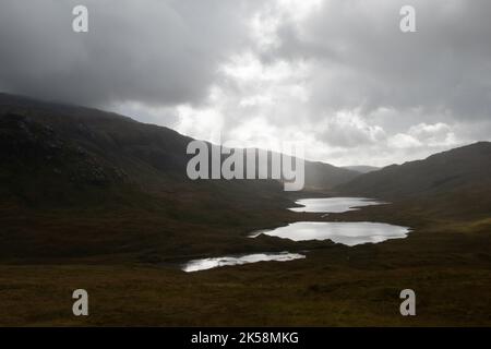 Drei Lochs in Glen More, Isle of Mull, Argyll and Bute, Schottland, Großbritannien Stockfoto