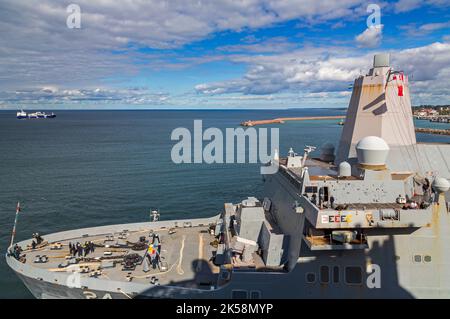 USS Arlington, Visby Port, Gotland, Schweden Stockfoto