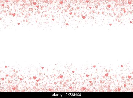 Ein rosa Glitzer Konfetti Grenze mit Herzen und Copy-Raum auf weiß Stock Vektor