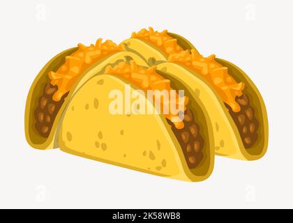 Tacos Collage Element, mexikanische Lebensmittel Illustration Vektor. Stock Vektor