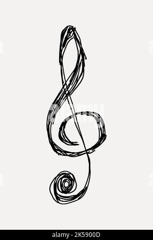 Treble-Schlüssel Zeichnung, Musik Note Illustration Vektor. Stock Vektor