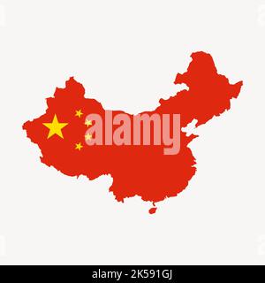 China Karte Clipart, Flagge Illustration Vektor. Stock Vektor