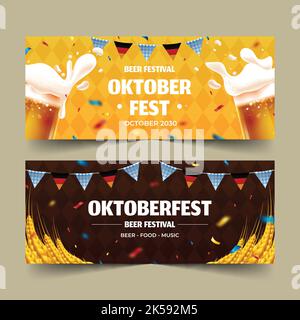 Realistische oktoberfest Banner Set Vektor Design Illustration Stock Vektor
