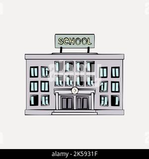 Schule Gebäude Clipart, Architektur Illustration Vektor. Stock Vektor