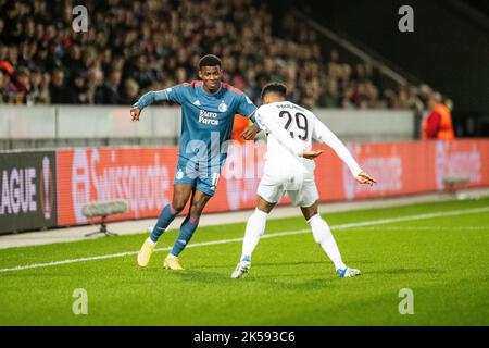 Herning, Dänemark. 06. Oktober 2022. Javairo Dilrosun (11) aus Feyenoord, gesehen während des UEFA Europa League-Spiels zwischen FC Midtjylland und Feyenoord in der MCH Arena in Herning. (Foto: Gonzales Photo/Alamy Live News Stockfoto