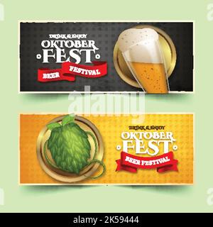 Realistische oktoberfest Banner Set Vektor Design Illustration Stock Vektor