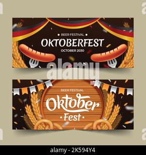 Realistische oktoberfest Banner Set Vektor Design Illustration Stock Vektor