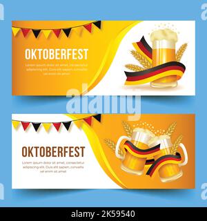 Realistische oktoberfest Banner Set Vektor Design Illustration Stock Vektor