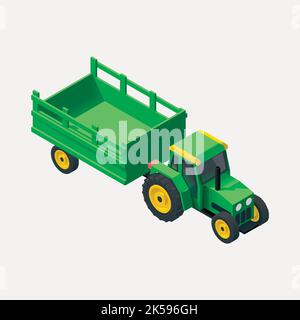 Grüne LKW Cliparts, 3D Fahrzeugmodell Illustration Vektor. Stock Vektor