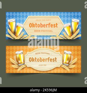 Realistische oktoberfest Banner Set Vektor Design Illustration Stock Vektor