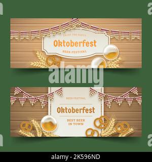 Realistische oktoberfest Banner Set Vektor Design Illustration Stock Vektor