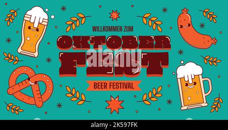 Flache oktoberfest Hintergrund Vektor Design Illustration Stock Vektor