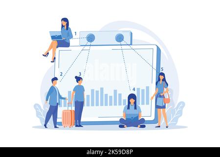 Elektronisches Gerät zur Messung von Personen im Durchgang. Menschen Zähler System, Besucher Zählen Technologien Vektor Illustration Stock Vektor