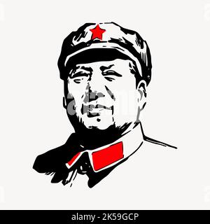 Mao Zedong Zeichnung, ehemaliger chinesischer Präsident Porträtvektor. Stock Vektor