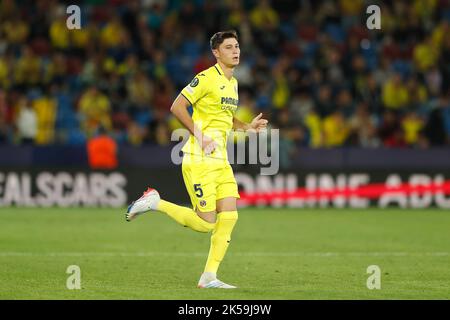 Valencia, Spanien. 6. Oktober 2022. Jorge Cuenca (Villarreal) Fußball/Fußball : UEFA Europa Conference League Gruppenspiel Gruppe C zwischen Villarreal CF 5-0 FK Austria Wien im Estadi Ciutat de Valancia in Valencia, Spanien . Quelle: Mutsu Kawamori/AFLO/Alamy Live News Stockfoto