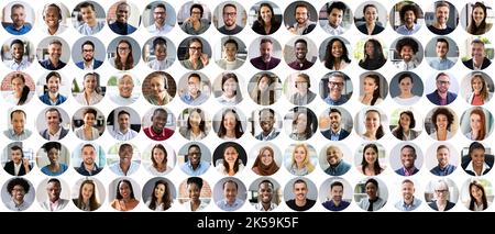 Die Menschen Stehen Vor Avatar Collage. Diverse Headshot-Fotos Stockfoto