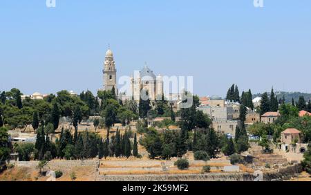 Blick auf Mt. Zion und die Stift der Dormition in Jerusalem. Stockfoto