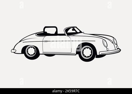 Retro Auto Clipart, Zeichnung Illustration Vektor. Stock Vektor