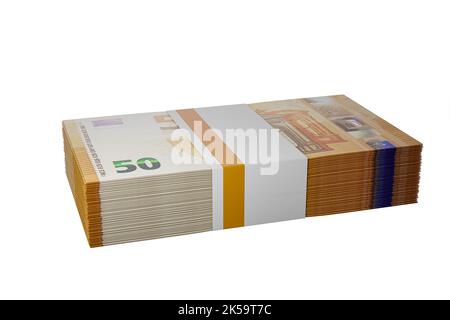 Stapel von Bündeln von 50 Euro-Scheine Hintergrund Stapel von 50 Euro-Banknoten fünfzig Euro Stockfoto