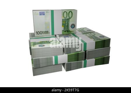 Stapel von Bündeln von 100 Euro-Scheinen Hintergrund Stapel von 100 Euro-Banknoten hundert Euro Stockfoto