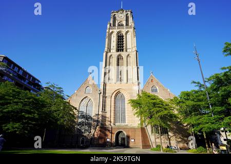 Die St. Lawrence Kirche ist eine evangelische Kirche in Rotterdam. Es ist der einzige Überrest der mittelalterlichen Stadt Rotterdam, Niederlande Stockfoto