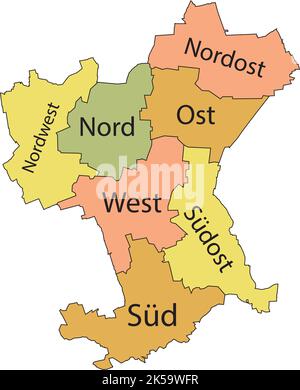 Pastellfarbene flache Vektor-Verwaltungskarte von SALZGITTER, DEUTSCHLAND mit Namensschildern und schwarzen Grenzlinien seiner Gemeinden Stock Vektor