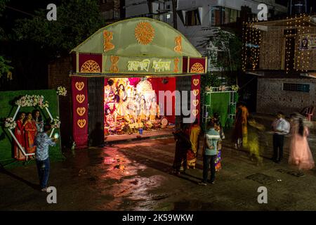 Durga Puja-Feier in Bangladesch Stockfoto