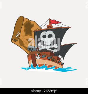 Piratenschiff Cliparts, Cartoon Illustration Vektor. Stock Vektor