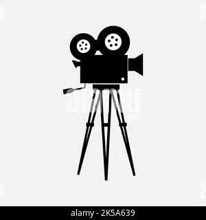 Vintage Video Kamera Silhouette Clipart, Objekt Illustration Vektor. Stock Vektor