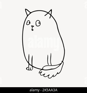 Katze Cartoon Collage Element, schwarz-weiß Illustration Vektor. Stock Vektor